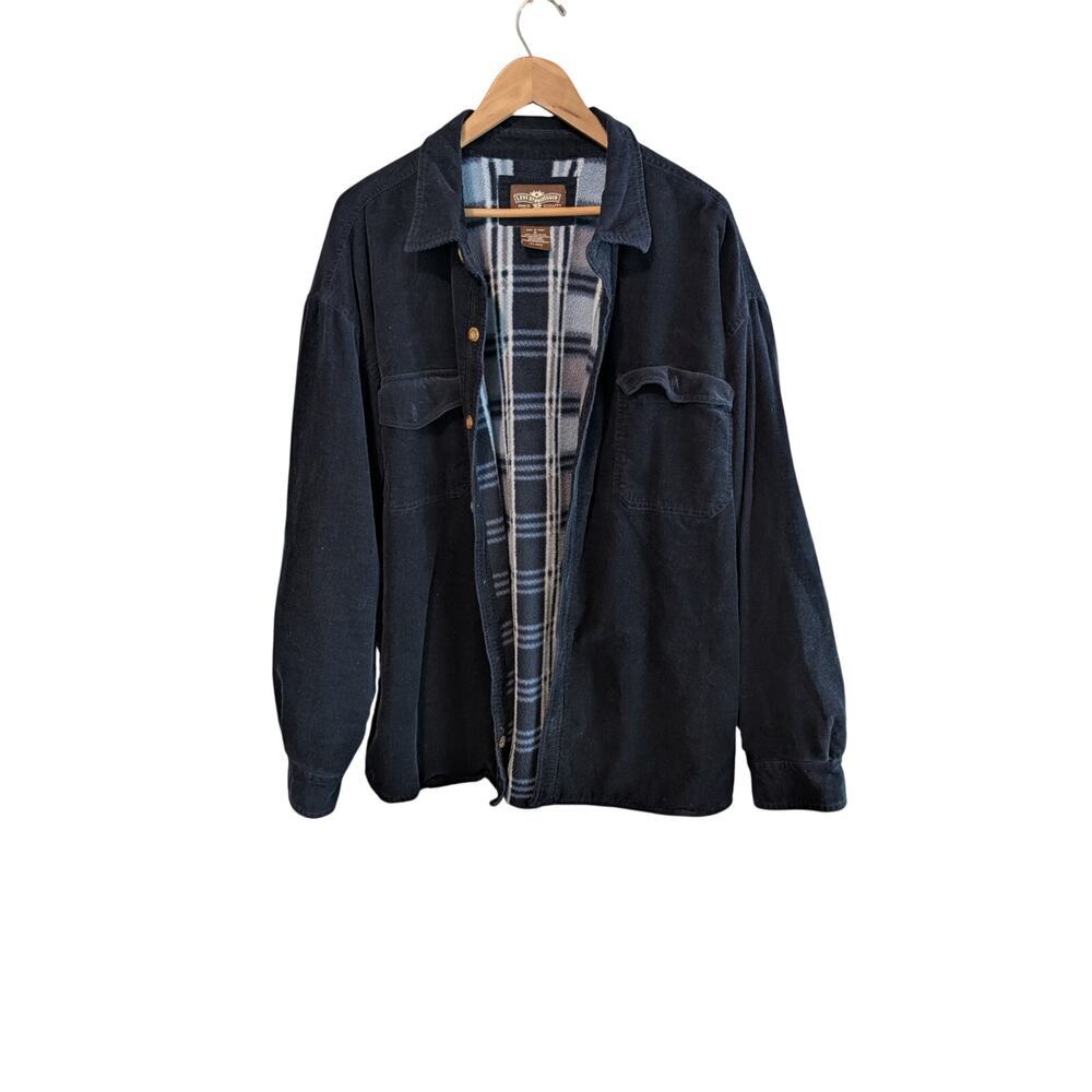 Levi Shacket Men XL Blue Corduroy Flannel Plaid Hunting Outdoors Grunge Y2K